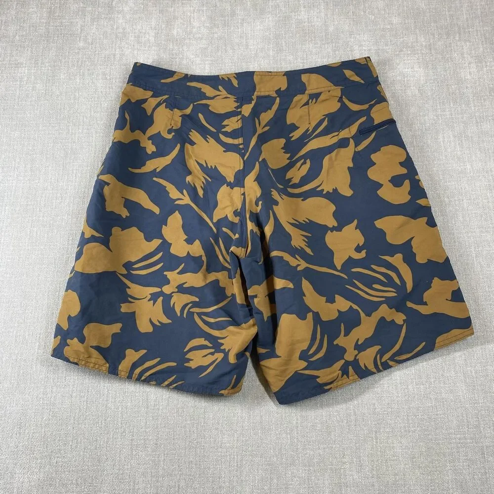 Patagonia Board Shorts Mens 35 Blue Brown Floral Print Drawstring Surf Quick Dry